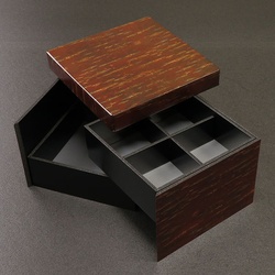 折箱 LB-K2R/133 133角両面開き2段重十字仕切付 桜木 アライ