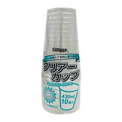 プラコップ WHクリアーカップ 420ML 10個 サンナップ