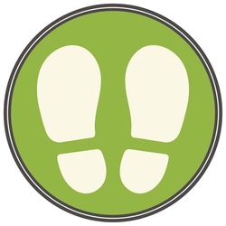 フロア誘導シール　足型　丸　グリーン