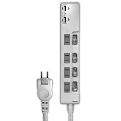 ＯＡタップ（ＡＣ×４）ホワイト　ＵＳＢ２ポート付き