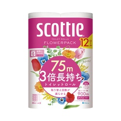 スコッティ　フラワーパック　３倍巻き　１２ロール