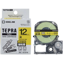 テプラ　ＰＲＯテープ　強粘着黄ラベル１２ｍｍ黒文字