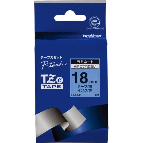 ピータッチ　ラミネート青色テープ１８ｍｍ　黒文字