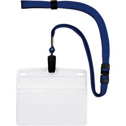 吊り下げ名札クリップ式ヨコ特大サイズ１０個　青