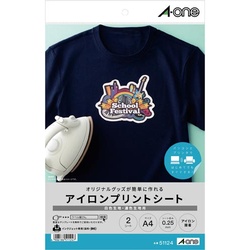アイロンプリントシートＩＪＰ　濃色生地用Ａ４　２枚