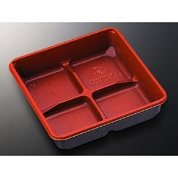 中央化学 弁当容器 CT 2段幕の内 上 赤-BK 本体