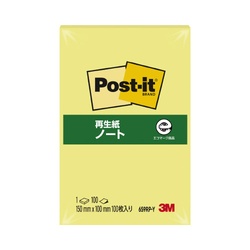 ポストイット再生紙ノート１５０×１００黄１冊