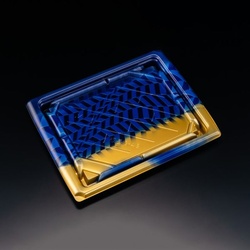 リスパック 寿司容器 バイオ板長 3-4B きえん青 本体