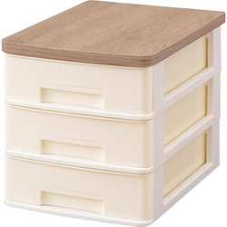 ウッドトップデスクチェスト　３段　アッシュ茶　４個