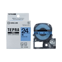 テプラ　ＰＲＯテープ　パステル青ラベル２４ｍｍ黒字