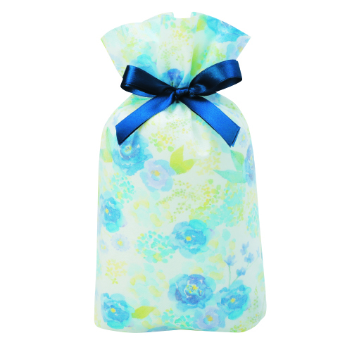 グリタリングフラワー巾着ブルー M