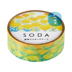 ソーダ　透明マステ（ベニバナ）　１５ｍｍ幅Ｘ３