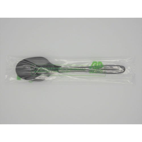 使い捨てスプーン バイオプラスプーン160 ブラック 個包装 ホウケン産業