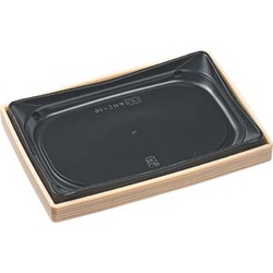 弁当容器 WUS-10 本体 ベージュ柾目黒 エフピコ