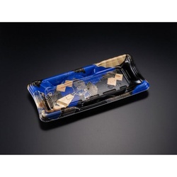 リスパック 寿司容器 しきさい 1-4B 箔おうぎ青 本体