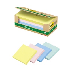 ポストイット　再生紙ノート　７５×７５　混色１０冊