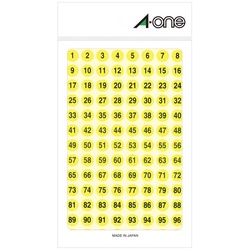 特殊ラベル　丸型　９ｍｍ径　数字　蛍光黄