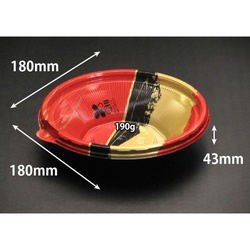 リスパック どんぶり容器 バイオ のぞみ 丸180-43B 本体 K-あじわい赤J10