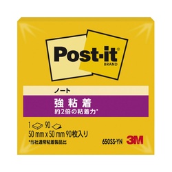 ポストイット　強粘着５０×５０　ネオン　黄　１冊