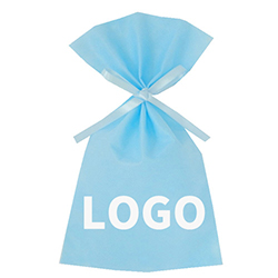 【名入れ印刷・1色】ソフトバッグベーシック2穴リボン巾着 S4 薄 パステルブルー