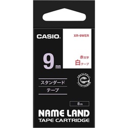 ネームランド　白色テープ　９ｍｍ　赤文字