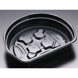 リスパック 弁当容器 かさね 扇 B 本体 黒