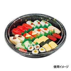 中央化学 寿司桶 HS丸桶 30 黒金箔-BK 本体