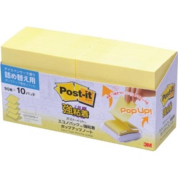 ポップアップ詰替　強粘着　７５×７５　黄　１０冊