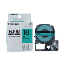 テプラ　ＰＲＯテープ　パステル緑ラベル１８ｍｍ黒字