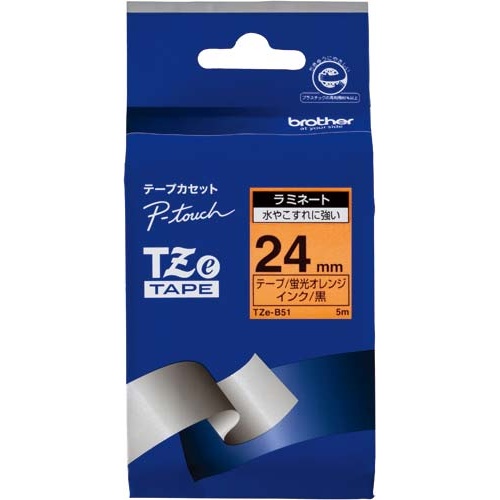 ピータッチＴＺｅテープ蛍光オレンジ黒文字２４ｍｍ幅