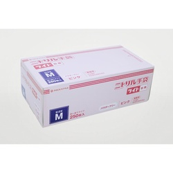 使い捨て手袋 ニトリル手袋ライト粉無 M ピンク パックスタイル