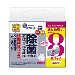 除菌アルコールタオルボックス　抗菌成分　詰替用８Ｐ