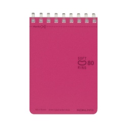 ソフトリングメモ　ドット入Ｂ罫Ａ７　８０枚ピンク