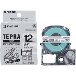 テプラ　ＰＲＯテープ　強粘着透明ラベル１２ｍｍ黒字