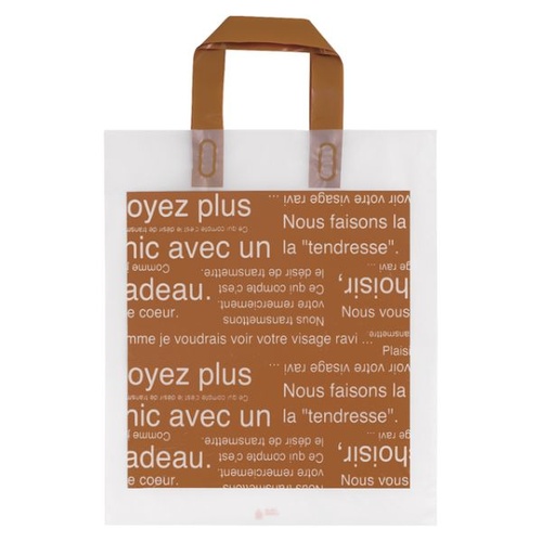 ポリ手提げ カフェオレフロストハンドルバッグ-3(50枚) ヘッズ