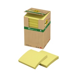 ポストイット　再生紙ノート　７５×７５　黄　２４冊