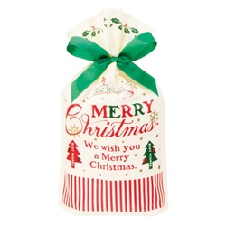 巾着袋 クラシカルクリスマス リボン付PEギフトバッグ-XS(20枚) ヘッズ