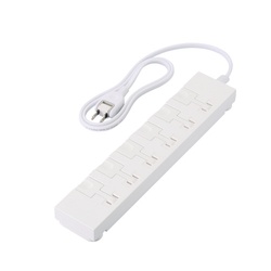 電源タップ　１ｍ　２Ｐ　６個口　簡単抜差　ホワイト