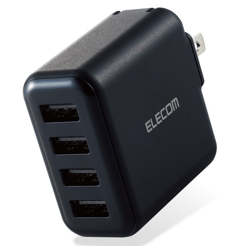 ＡＣ充電器　４．８Ａ　ＵＳＢ　４ポート　ブラック