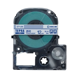 テプラ　ＰＲＯテープ　透明ラベル　１２ｍｍ　青文字