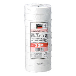 【廃番商品】トラスコ中山 脱鉛タイプ ビニールテープ 19mm×20m 白 TM1920W-10P（10巻入）