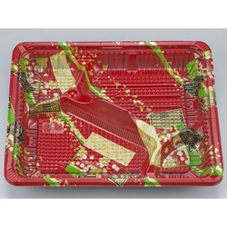 シーピー化成 弁当容器 CZ-222 彩帯赤 本体(N)