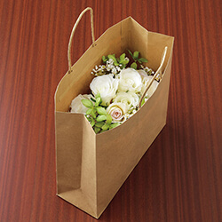 手提げ紙袋（茶・口折丸紐・幅220×マチ120×高さ265mm）