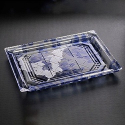 リスパック 刺身容器 バイオPET 美枠 25-18B みぞれ青 本体