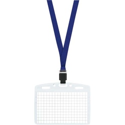 ネックストラップ名札アイドプラス名刺ＩＤ用　Ｃ付青