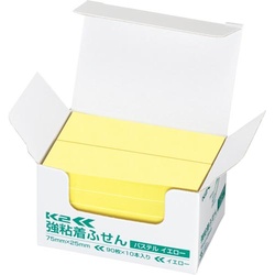 強粘着ふせん　Ｋ２　７５×２５　パステル黄色１０冊