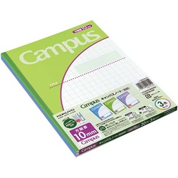 キャンパスノート用途別　１０ｍｍ方眼罫　３色パック