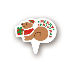 天満紙器 XG301 ケーキピック(こりすサンタ)