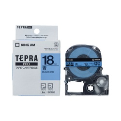 テプラ　ＰＲＯテープ　パステル青ラベル１８ｍｍ黒字