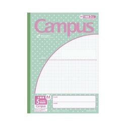 キャンパスノート（用途別）Ａ４５ｍｍ方眼罫水玉緑